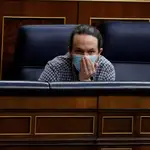 El vicepresidente segundo del Gobierno, Pablo Iglesias, asiste a su último pleno antes de abandonar la próxima semana el gabinete de Pedro Sánchez para dedicarse por entero a la campaña en la Comunidad de Madrid