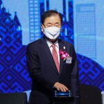 Seoul (Korea), 24/03/2021.- A handout photo made available by the press service of the Russian Foreign Affairs Ministry shows South Korean Foreign Minister Chung Eui-yong during an opening ceremony for the Mutual Exchange Year between the Russian Federation and the Republic of Korea marking the 30th anniversary of diplomatic relations, in Seoul, South Korea, 24 March 2021. The Russian Foreign Minister Sergei Lavrov is on a working visit to Seoul. (Abierto, Corea del Norte, Corea del Sur, Rusia, Seúl) EFE/EPA/RUSSIAN FOREIGN AFFAIRS MINISTRY / HANDOUT MANDATORY CREDIT HANDOUT EDITORIAL USE ONLY/NO SALES