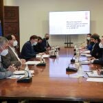El presidente de la Generalitat valenciana, Ximo Puig, durante la reunión de esta mañana