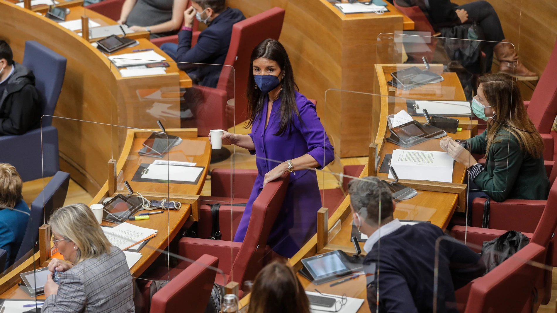 La síndica de Ciudadanos, Ruth Merino, con parte de su grupo parlamentario