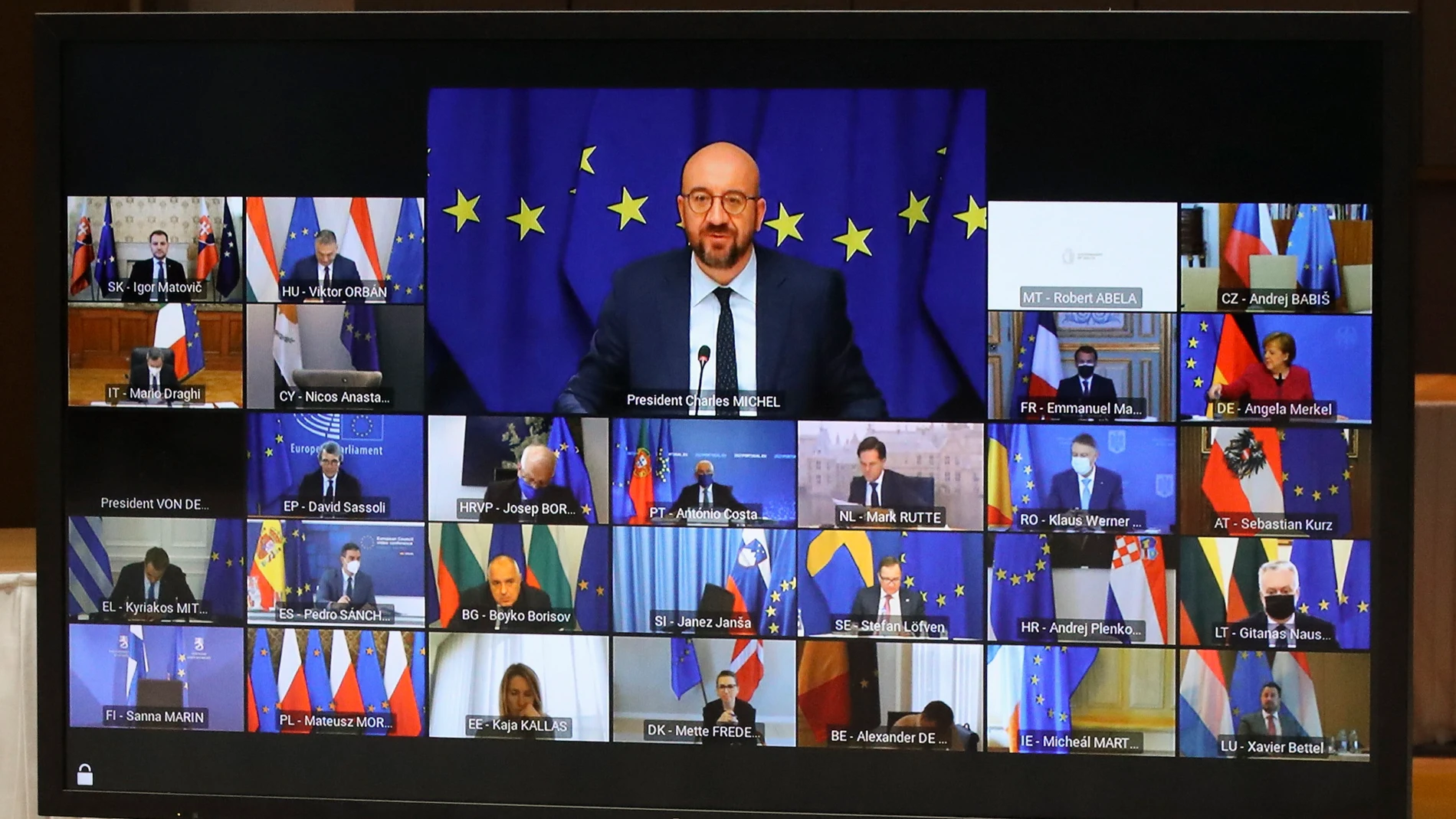 Charles Michel, presidente del Consejo Europeo, lideró la reunión telemática de los Veintisiete