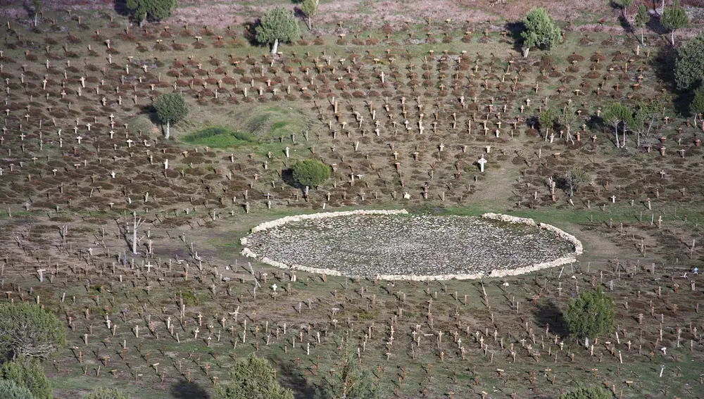 Vista aérea del cementerio de Sad Hill, en Burgos.