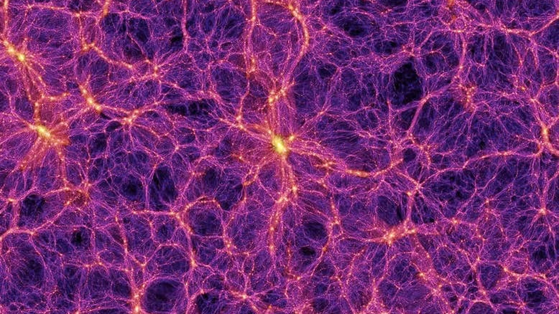 Reconstrucción por ordenador de la estructura a gran escala del universo, mostrando cómo las galaxias se organizan formando una suerte de red de materia.