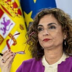 La ministra de Hacienda, María Jesús Montero, en rueda de prensa posterior al Consejo de Ministros