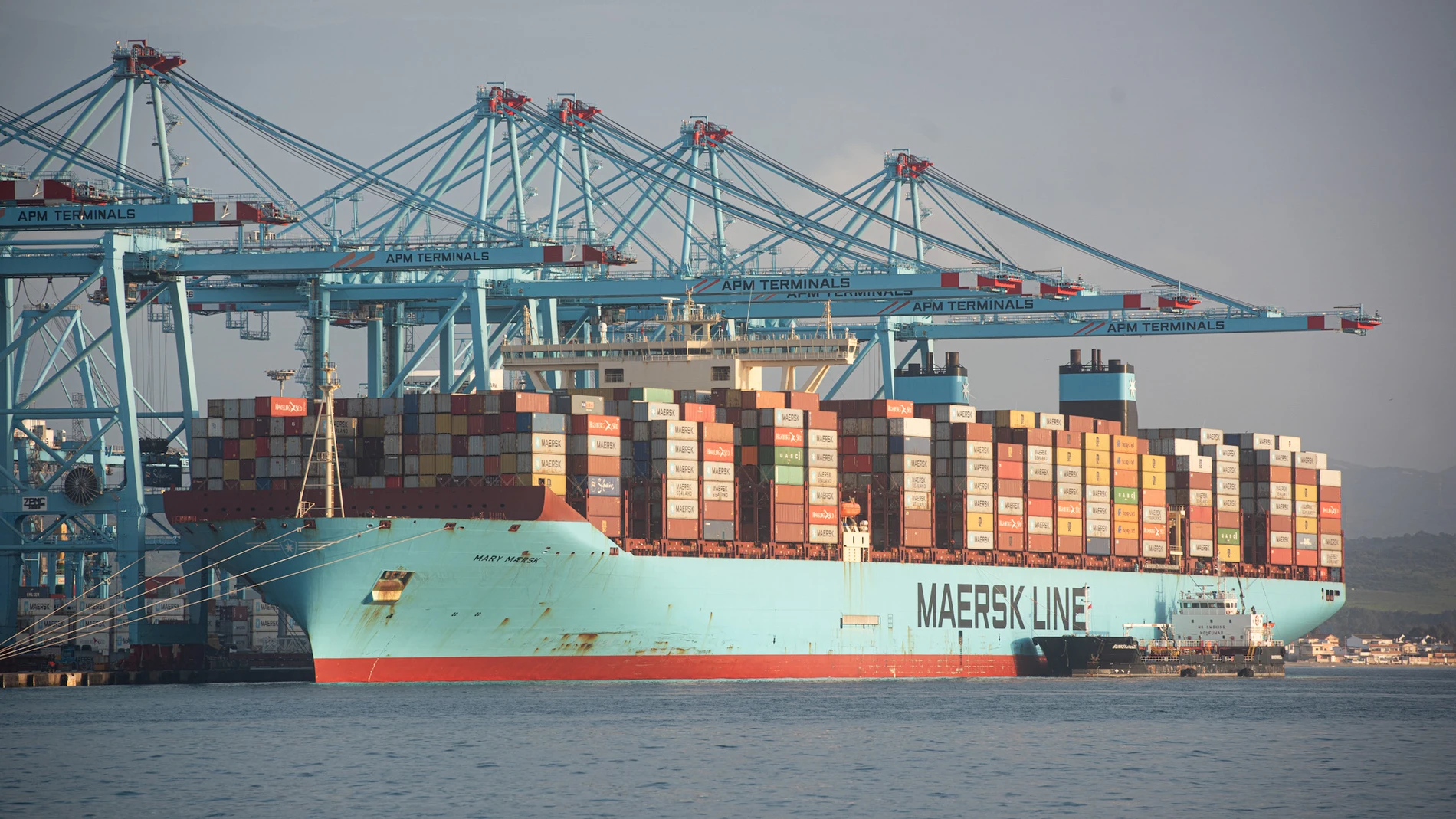 Los buques Maersk Denver y Mary Maersk, en la terminal de APM en el puerto de Algeciras (Cádiz)