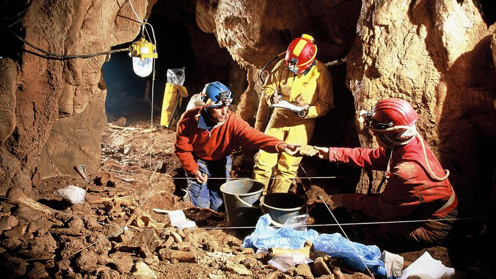 Trabajos de excavación en Cueva Oase