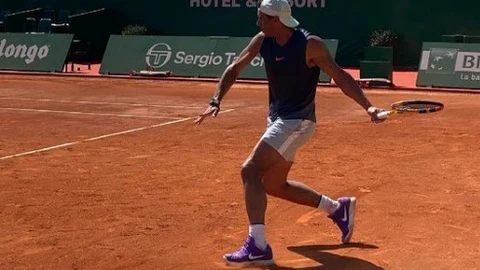 Rafa Nadal, en un entrenamiento en Montecarlo
