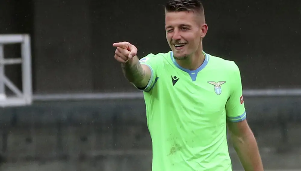 Milinkovic-Savic celebra un gol con la Lazio