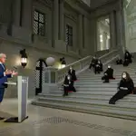 El presidente alemán, Frank Walter Steinmeir, pronuncia una discurso ante universitarios en Berlín el pasado abril
