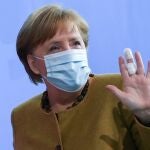 La canciller alemana, Angela Merkel, durante su comparecencia ante la Prensa