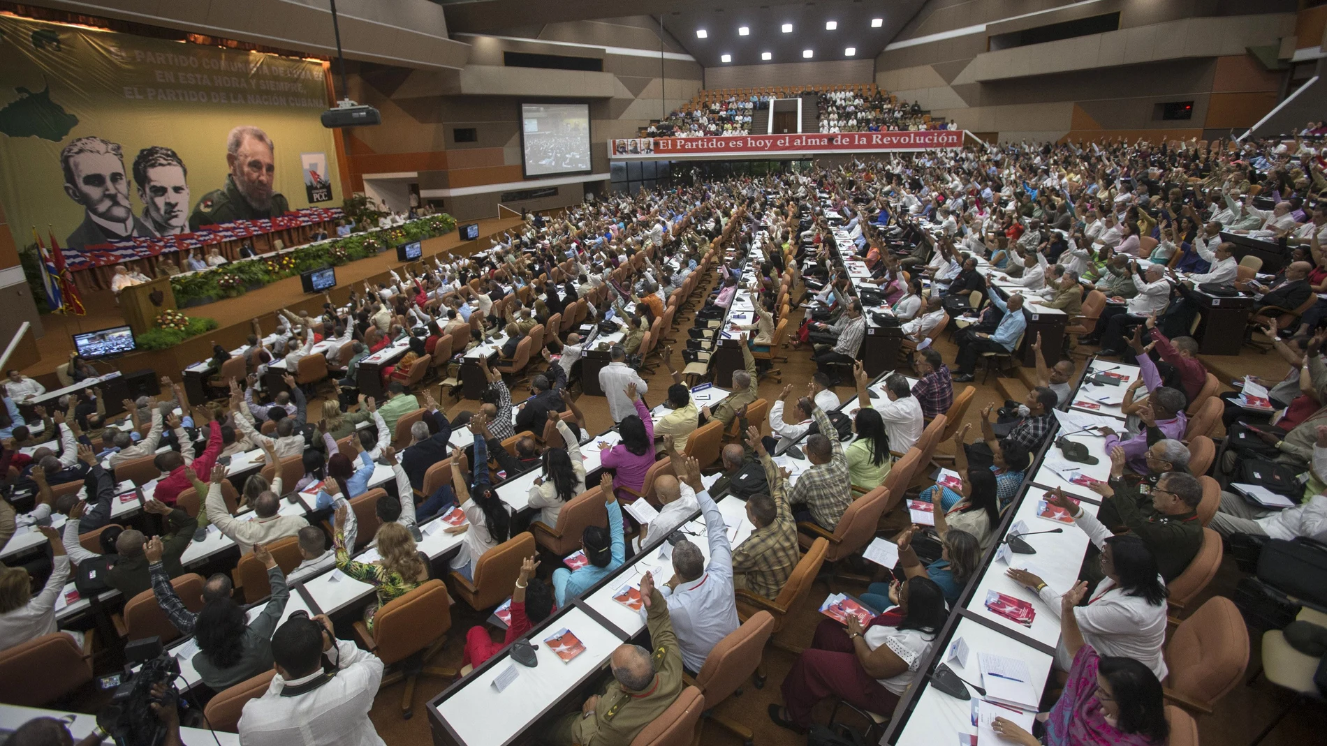 Foto del Congreso del Partido Comunista cubano en 2016