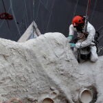 Trabajos de reconstrucción de la Catedral de Notre-Dame en París