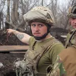Soldados del Ejército de Ucrania en la frontera con Rusia