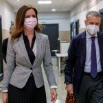 La consejera de Empleo e Industria, Ana Carlota Amigo, ofrece una rueda de prensa junto al presidente de la Federación Empresarial Segoviana, Andrés Ortega, con motivo de su visita a Segovia
