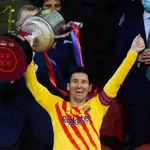 Messi, feliz con la Copa del Rey que el Barcelona ganó al Athletic