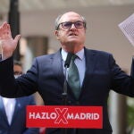 El candidato del PSOE a la Presidencia de la Comunidad de Madrid, Ángel Gabilondo, interviene durante un acto campaña en Alcobendas, Madrid, (España)