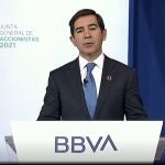 El presidente de BBVA, Carlos Torres, en la última junta general de accionistas
