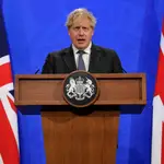 El primer ministro británico, Boris Johnson, durante una rueda de prensa en Downing Street, Londres