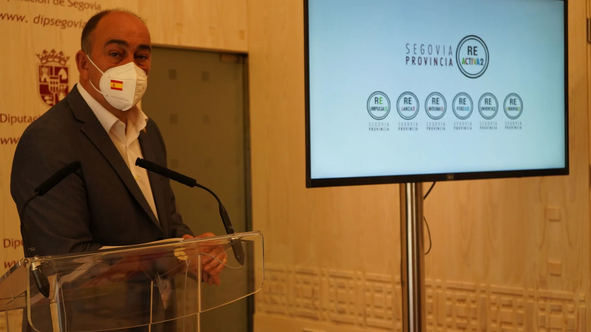 El presidente de la Diputación de Segovia, Miguel Ángel de Vicente, presenta el programa "Reactiva2"