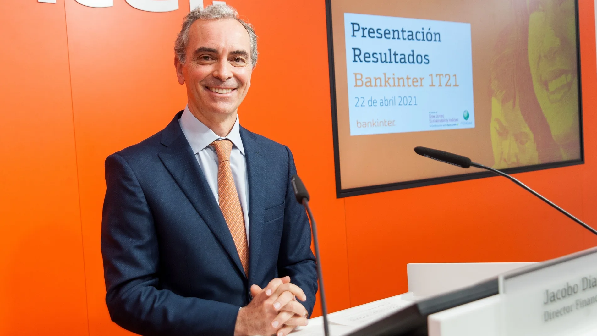 El director financiero de Bankinter, Jacobo Díaz, durante la presentación de resultados del primer trimestre de 2021