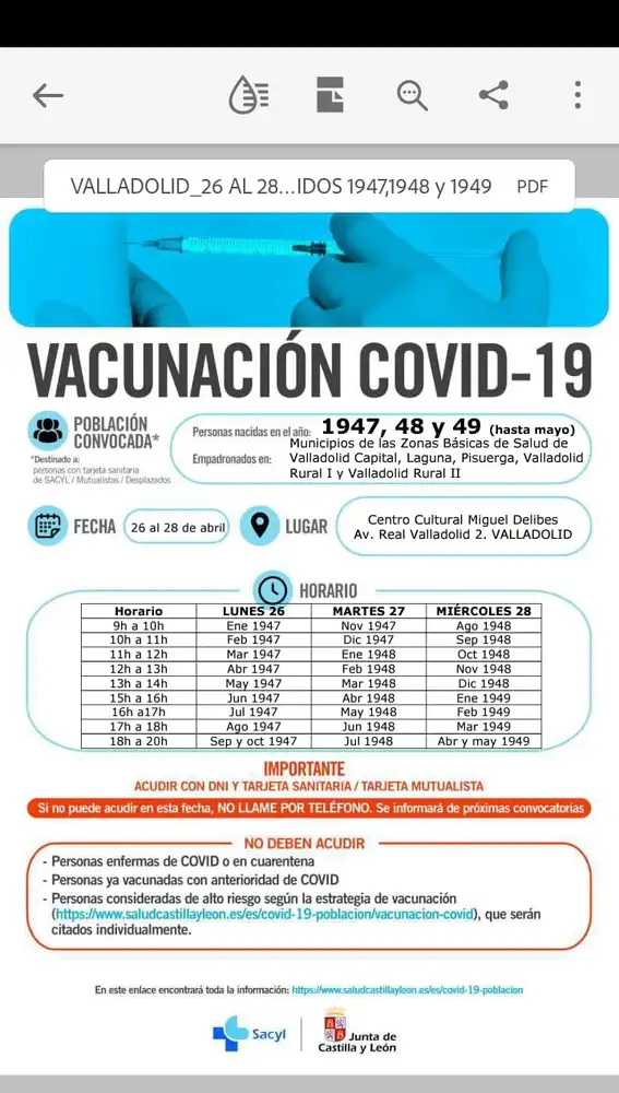 Calendario de vacunación