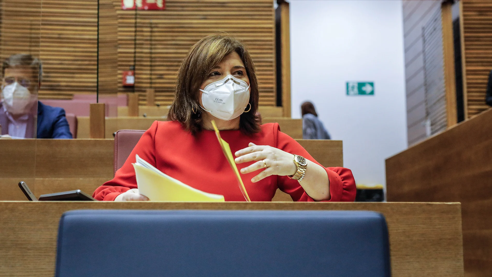 La líder del PPCV, Isabel Boning, durante una sesión de control a la Generalitat