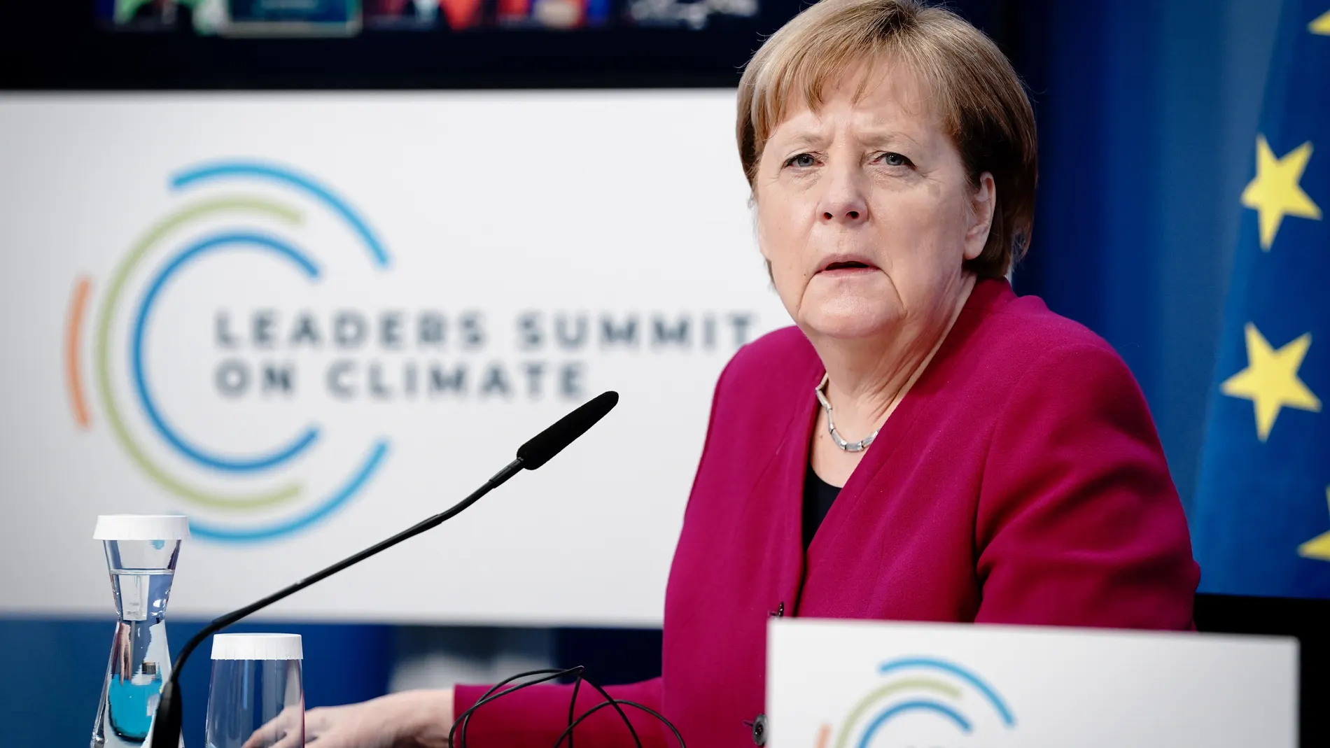 La canciller alemana, Angela Merkel, en la cumbre telemática sobre el clima