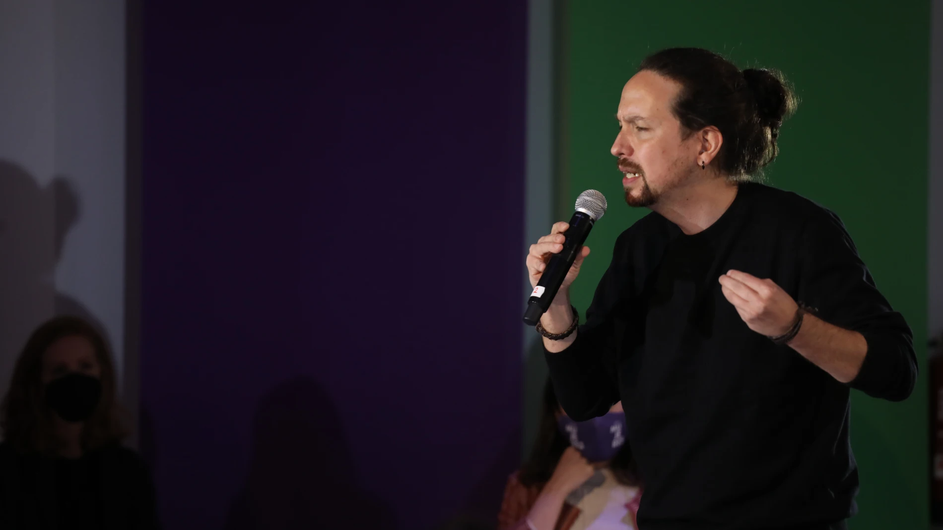 24/04/21 Madrid. MoncloaActo feminista de campa–a de Unidas-Podemos. Pablo Iglesias, Irene Montero, Yolanda D’az, Isa Serra.@Cipriano Pastrano