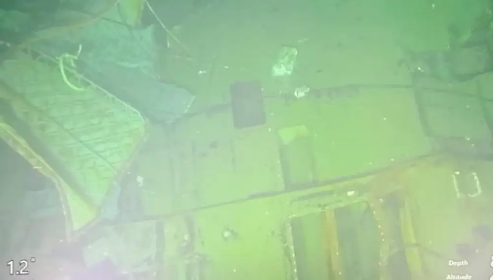 Restos del submarino Nanggala, que quedó partido en tres a 800 metros de profundidad