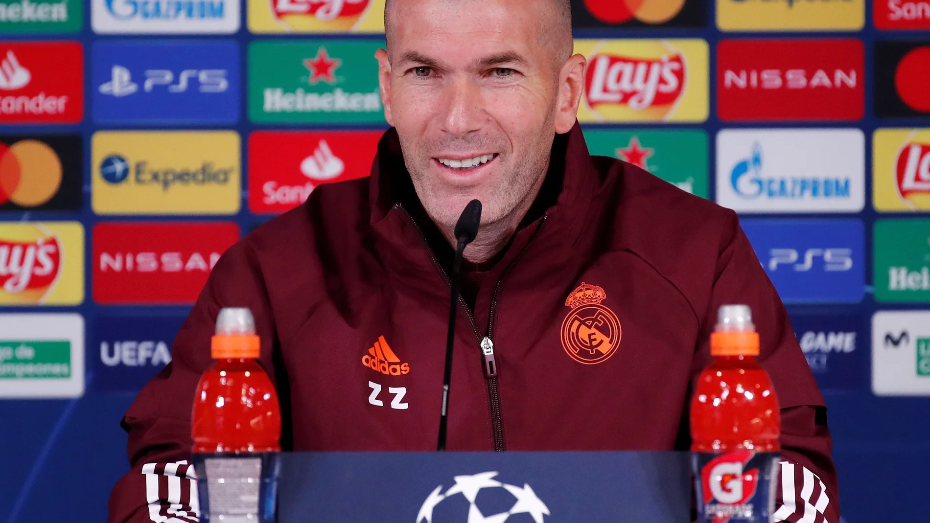 Zinedine Zidane, en la rueda de prensa previa al partido de ida de semifinales de la Champions ante el Chelsea