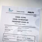 Imagen de un pasaporte covid diseñado en Dinamarca pero aún no operativo