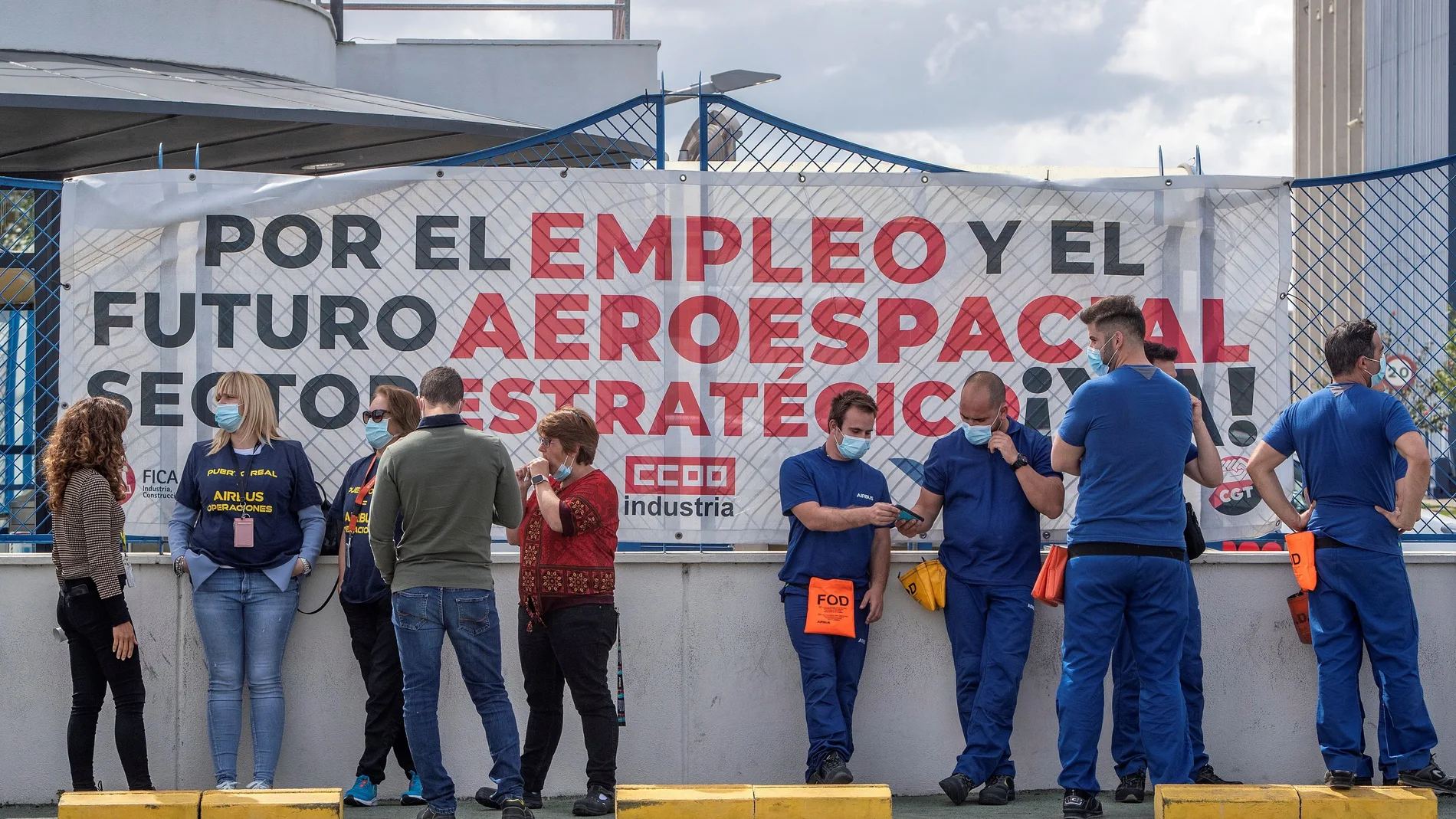 Trabajadores de la factoría de Airbus en Puerto Real (Cádiz)