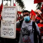 Manifestantes en contra del presidente Jair Bolsonaro