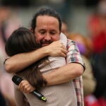 Pablo Iglesias e Irene Montero, durante un acto de campaña