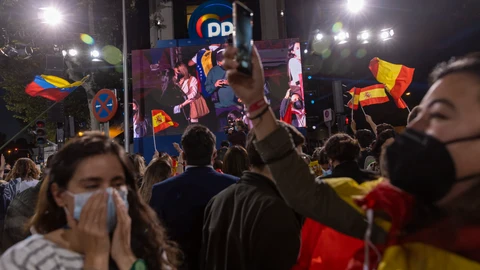 Celebración en la sede del PP de los resultados de las elecciones del 4 de Mayo de 2021