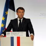 Macron durante un discurso sobre Napoleón en el Instituto de Francia