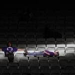 Varios simpatizantes de Podemos en Vistalegre II, en el año 2014