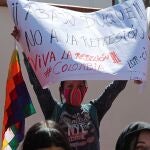 Manifestación frente a la Embajada de Colombia en La Paz