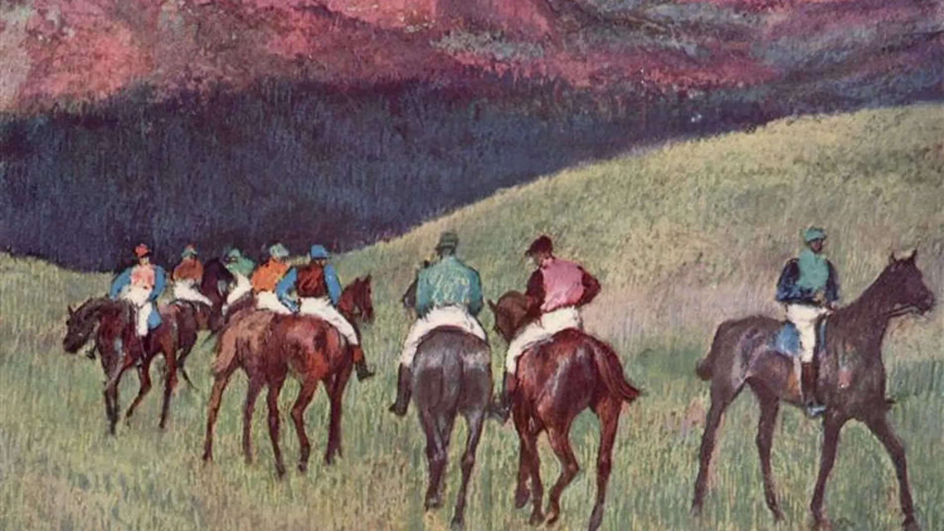"Carreras de caballos en un paisaje", de Degas