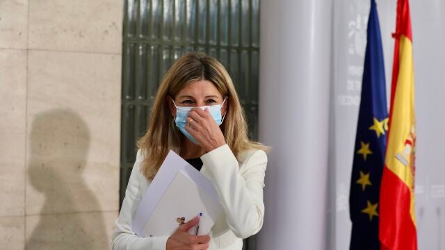 La ministra de Trabajo, Yolanda Díaz, ayer, en el Ministerio