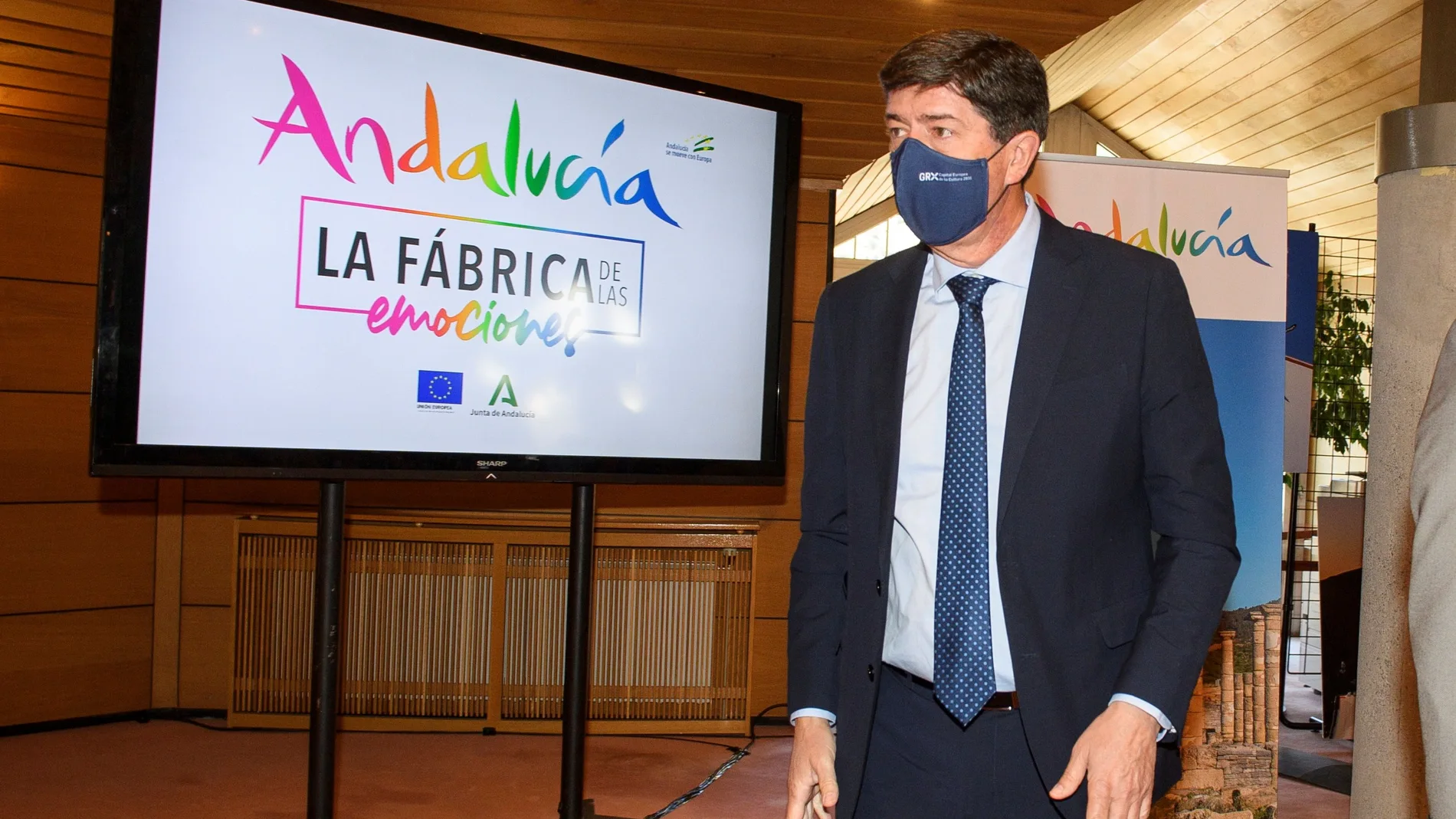 El vicepresidente de la Junta y consejero de Turismo, Juan Marín, durante la presentación de la participación de Andalucía en Fitrur