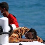 Migrantes en las costas de Lampedusa