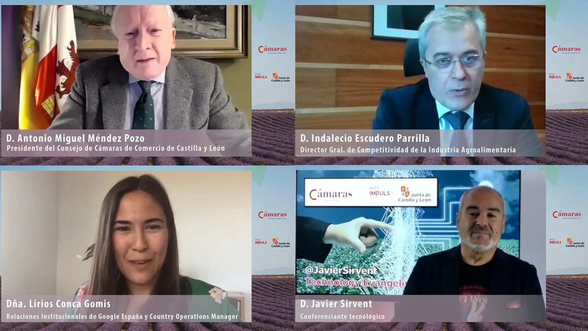 El presidente del Consejo de Cámaras de Comercio de Castilla y León, Antonio Miguel Méndez Pozo, preside la gala de clausura online del programa Ventanilla al Campo, desarrollado por el Consejo de Cámaras de Comercio,