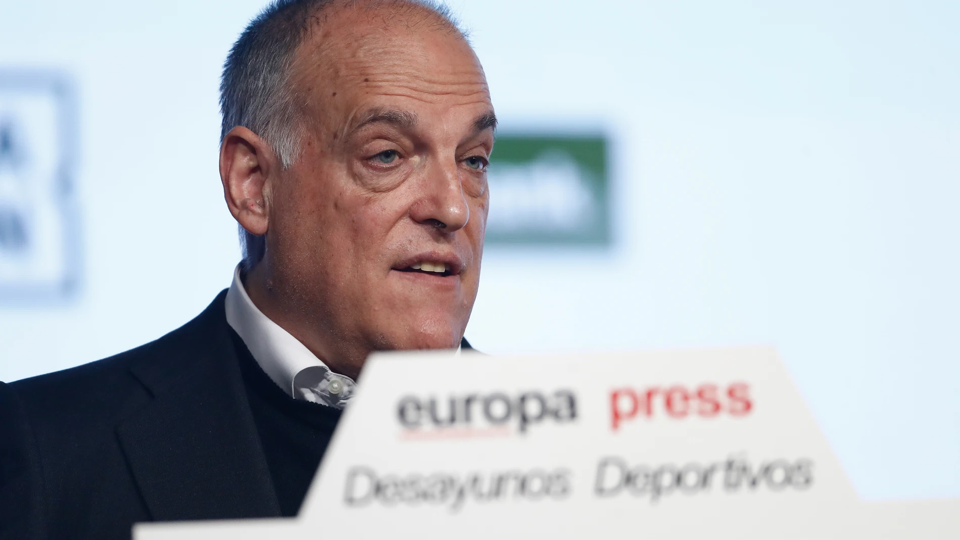 El presidente de LaLiga, Javier Tebas, en los Desayunos Deportivos de Europa Press.