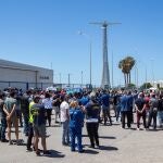 Protesta de trabajadores de Airbus en la planta de Puerto Real