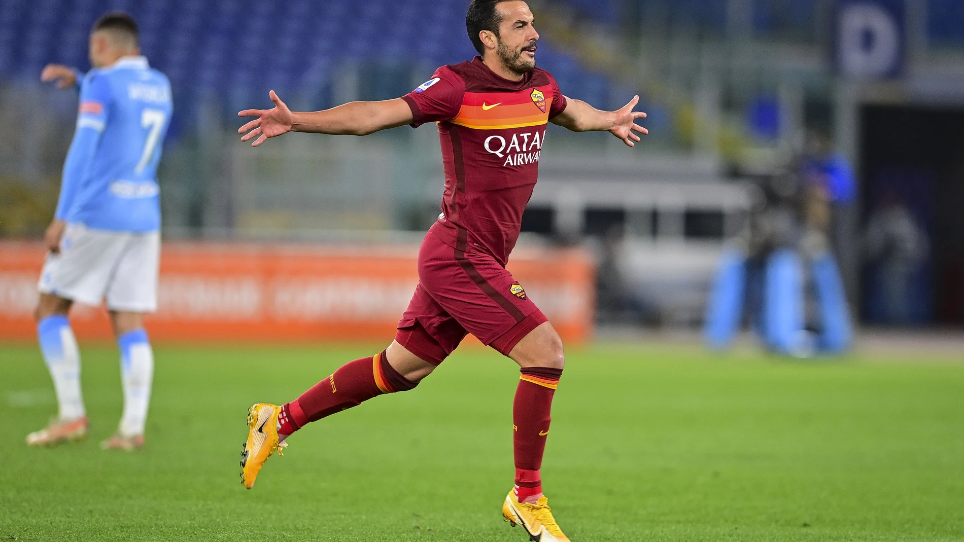 Pedro Rodríguez con la Roma. (AFP)