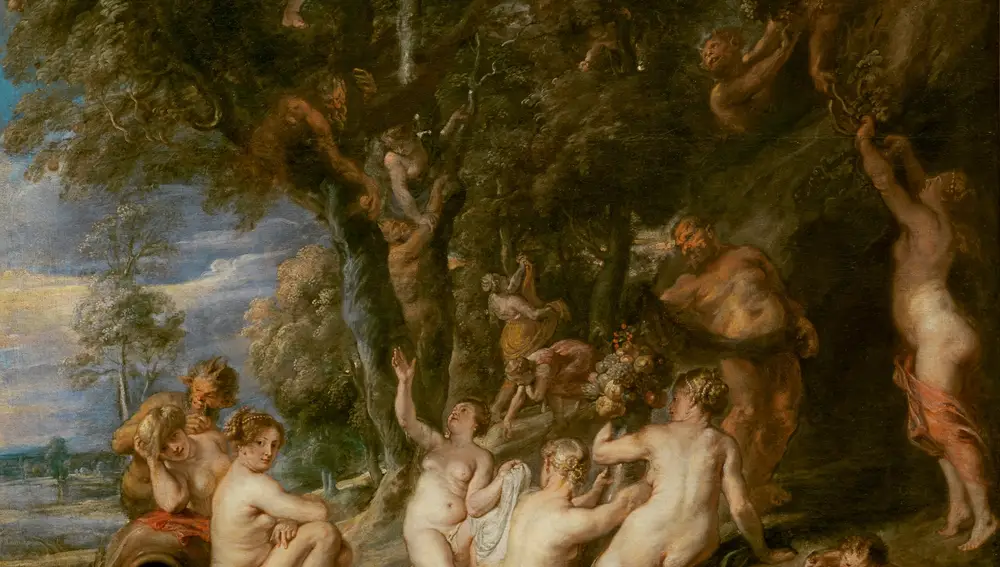 «Ninfas y sátiros» (1615), un cuadro de Rubens que puede verse en la muestra «Pasiones mitológicas»