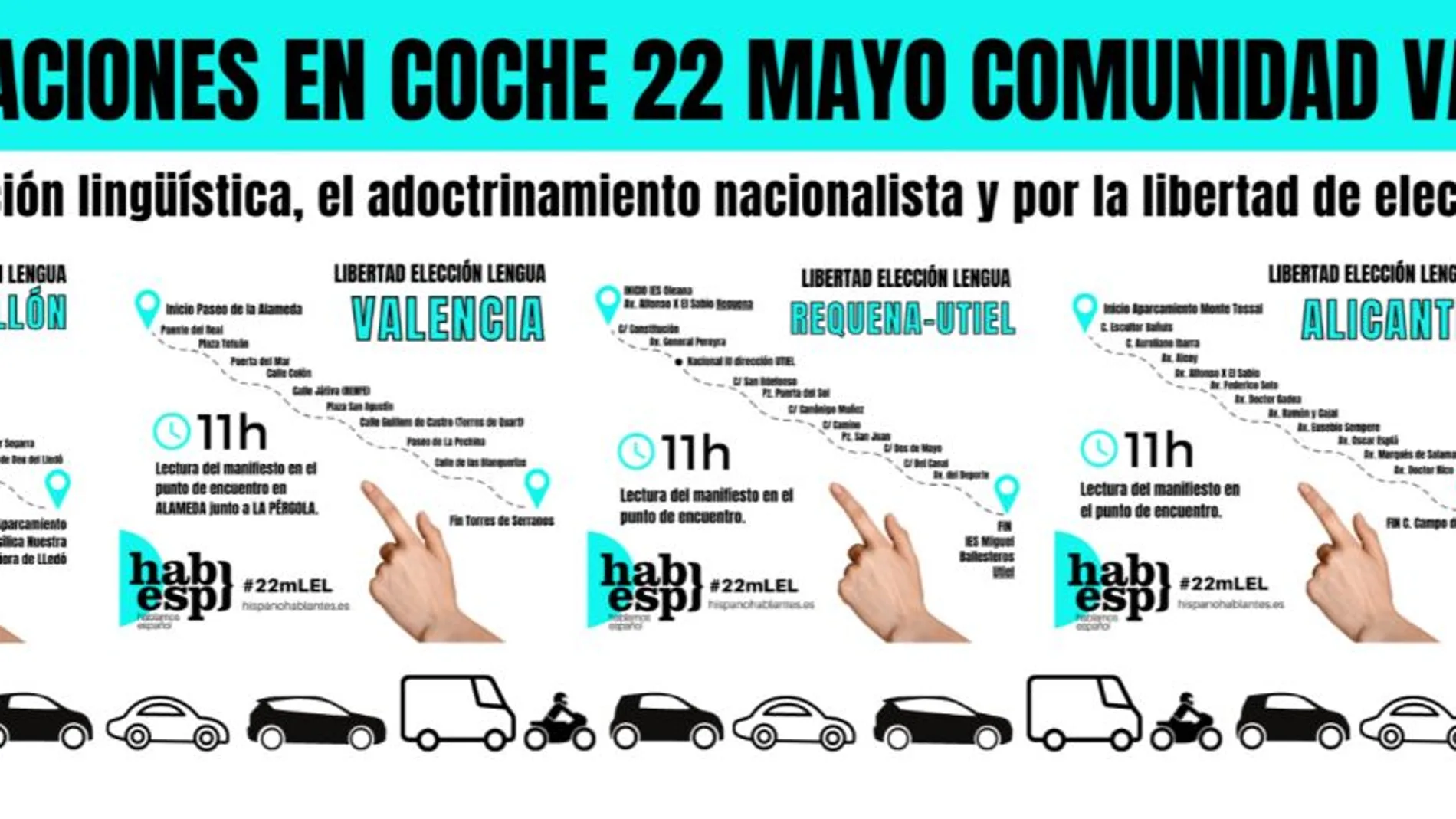 Cartel de la manifestación que la asociación Hablamos Español ha convocado en la Comunitat Valenciana