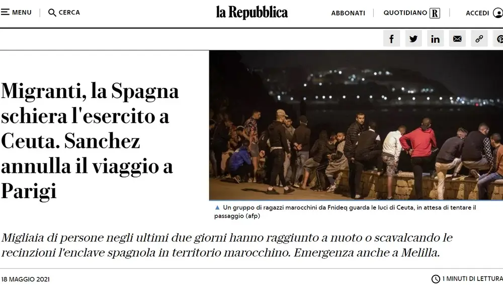 Artículo de La Repubblica