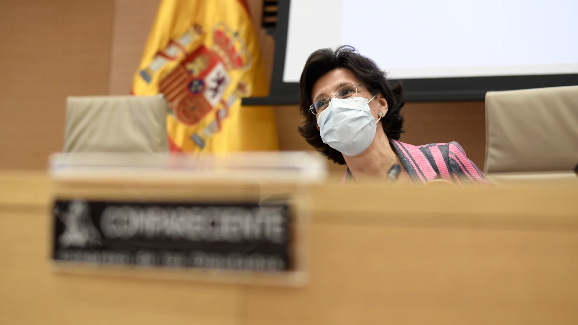 La presidenta del Tribunal de Cuentas, María José de la Fuente y de la Calle, a su llegada a la Comisión Mixta para las Relaciones con el Tribunal de Cuentas, a 18 de mayo de 2021